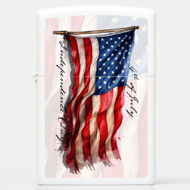 4th of July – Celebrate with US Flag Zippo Lighter (Front)