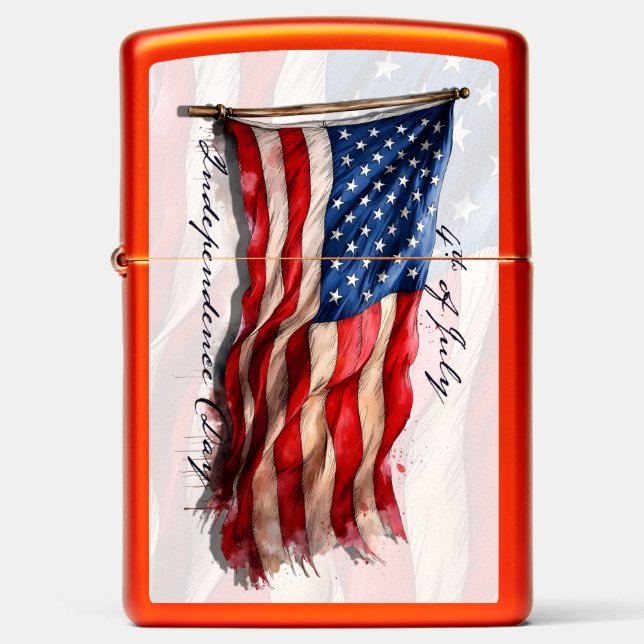 4th of July – Celebrate with US Flag Zippo Lighter (Front)