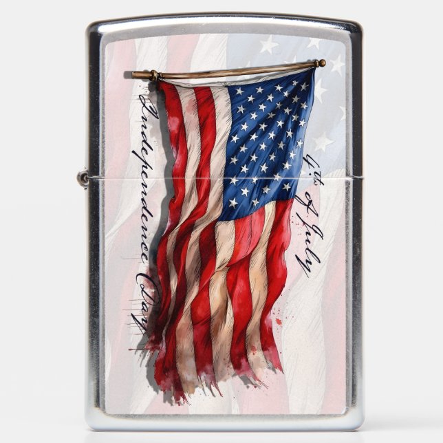 4th of July – Celebrate with US Flag Zippo Lighter (Front)