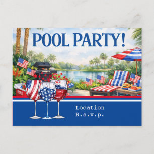 4th of July Celebration Barbecue Pool Party Postcard