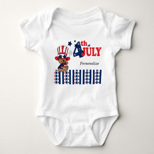 4th of July Celebration Bear Baby Bodysuit