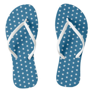 4th of July Celebration Blue White Star Pattern Flip Flops