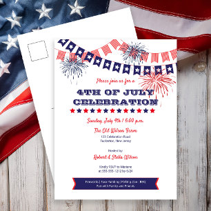 4th of July Celebration Fireworks Bunting Invite