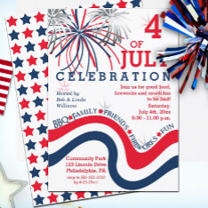 4th Of July Celebration In Red White Blue Invitation at Zazzle