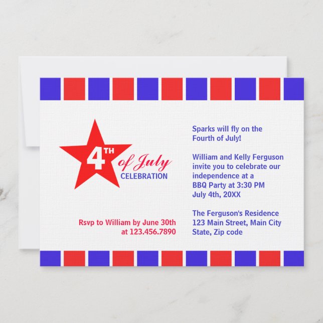 4th of July Celebration Invitation (Front)