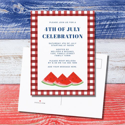 4th Of July Celebration Invitation Postcard
