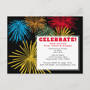 4th Of July Celebration Invitation Postcard