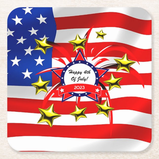4th Of July Celebration Paper Drink Coasters (Front)