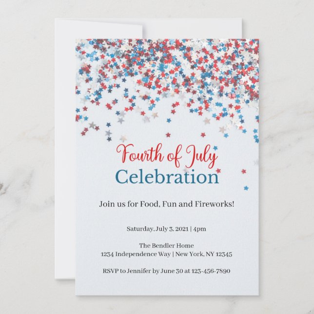 4th of July Celebration Stars Invitation (Front)