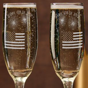 4th of July Celebration - USA flag Champagne Flute