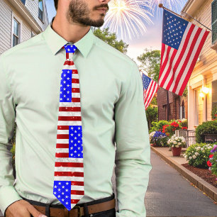 4th of July Celebration - USA flag  Neck Tie