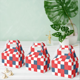 4th of July Checkerboard Patriotic Stars and Strip Favor Boxes