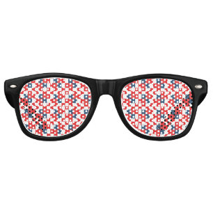 4th of July Checkerboard Patriotic Stars and Strip Retro Sunglasses