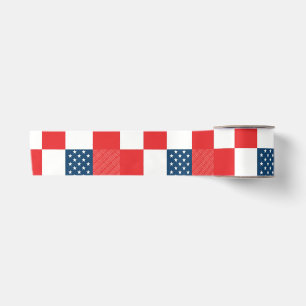 4th of July Checkerboard Patriotic Stars and Strip Satin Ribbon