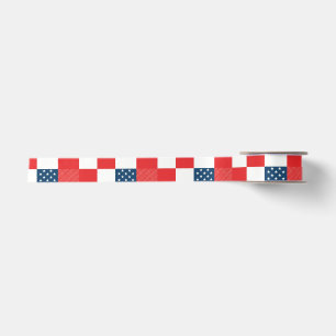 4th of July Checkerboard Patriotic Stars and Strip Satin Ribbon