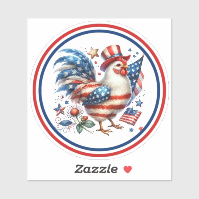 4th of July Chicken Clipart-61531 Sticker (Sheet)