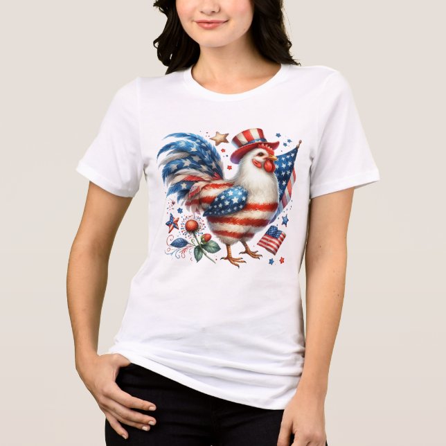 4th of July Chicken Clipart-61531 Tri-Blend Shirt (Front)