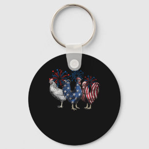 4th Of July Chicken Patriotic Mom Farm Keychain