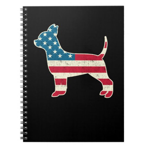4th of July Chihuahua Dog American Flag USA Notebook