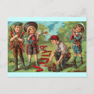 4th of July - Children Fireworks Postcard