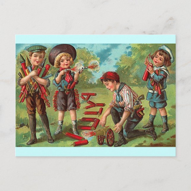 4th of July - Children Fireworks Postcard (Front)
