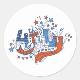 4th of July Classic Round Sticker