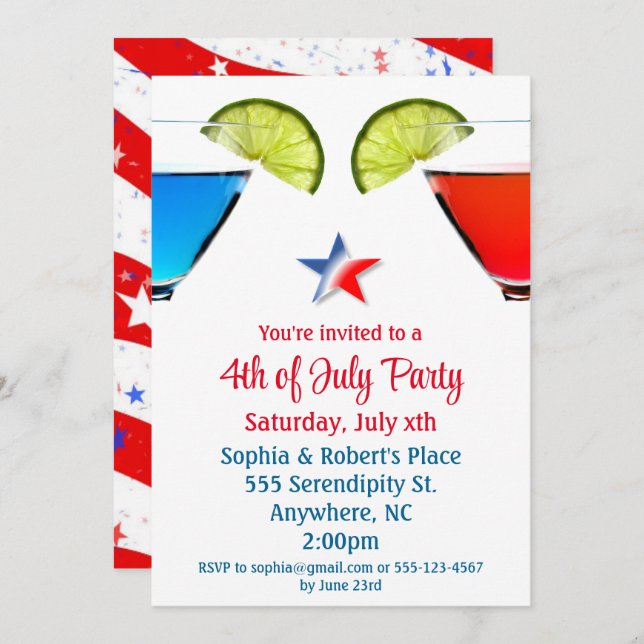 4th of July Cocktail Party Invitation (Front/Back)