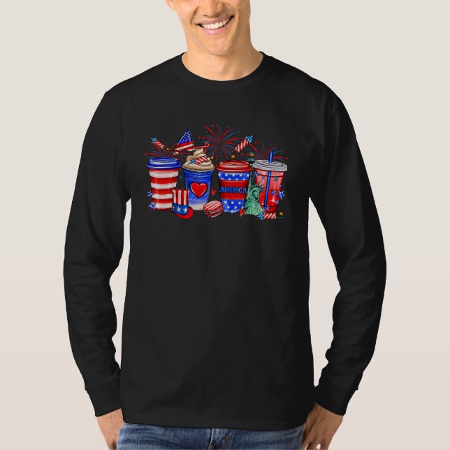4th Of July Coffee Cups Patriotic Independence Cof T-Shirt (Front)