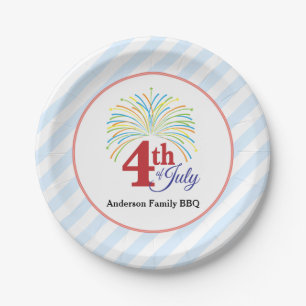 4th of July Colorful Fireworks Personalized Paper Plates