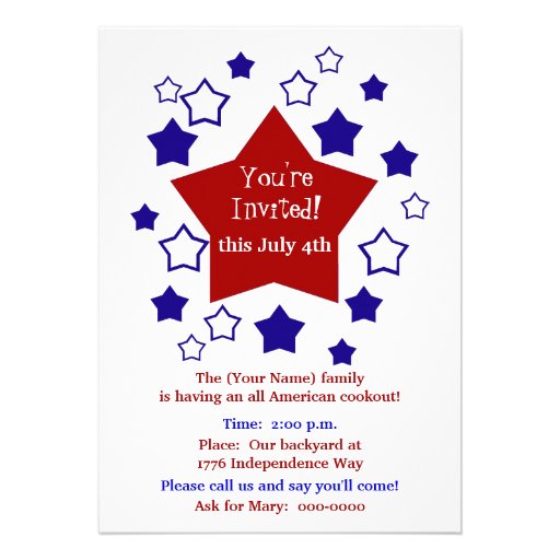 4th of July Cookout Personalized Invitations | Zazzle