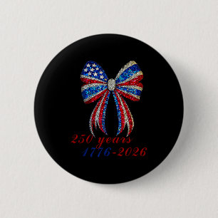 4th Of July Coquette American Flag Bow Funny Girls Button