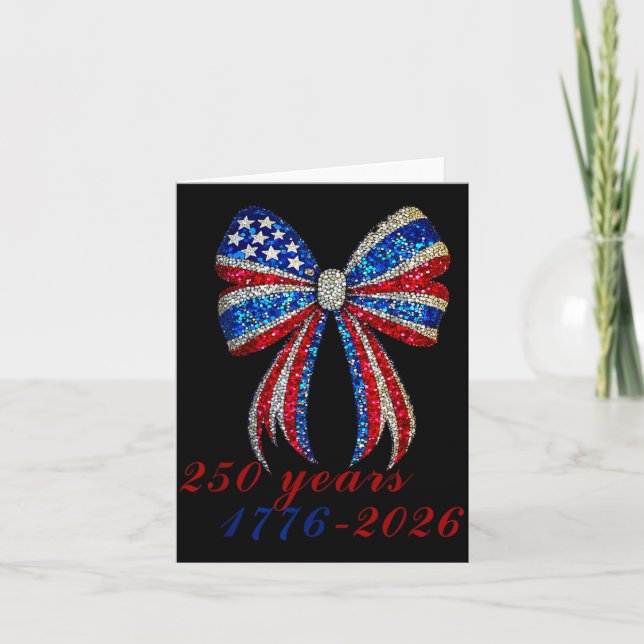 4th Of July Coquette American Flag Bow Funny Girls Card (Front)