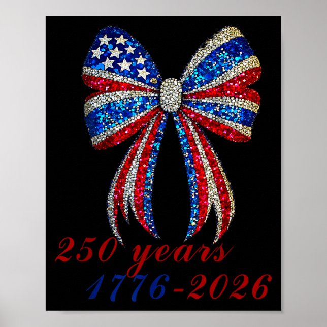 4th Of July Coquette American Flag Bow Funny Girls Poster (Front)