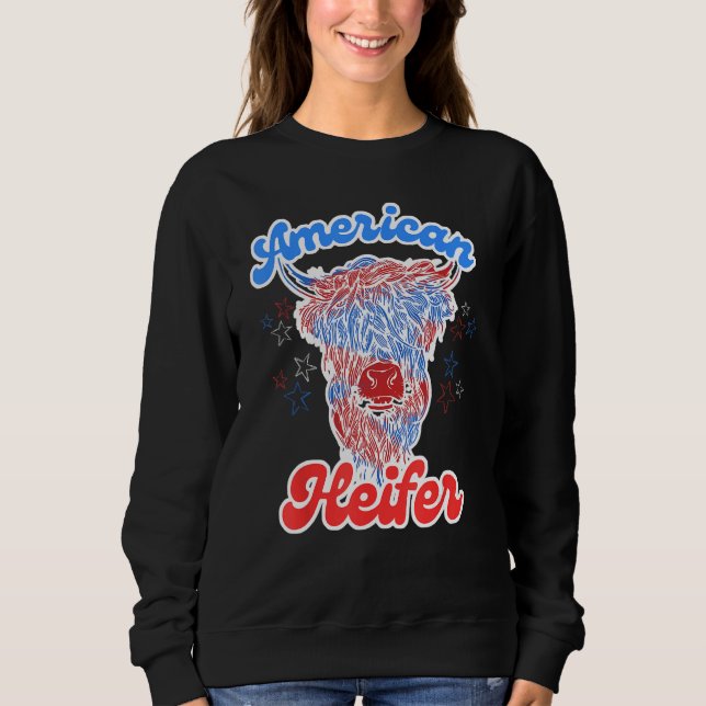 4th of July Cow for American Heifer Highland Cow Sweatshirt (Front)