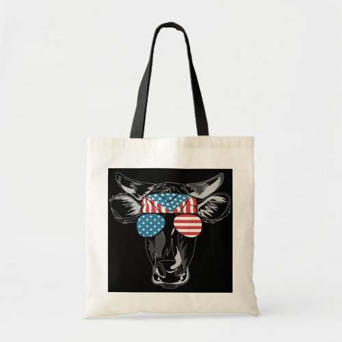 4th of July Cow Lover American Flag USA  Tote Bag