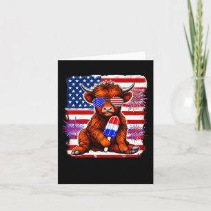 4th Of July Cow Popsicle Firework Usa American Card