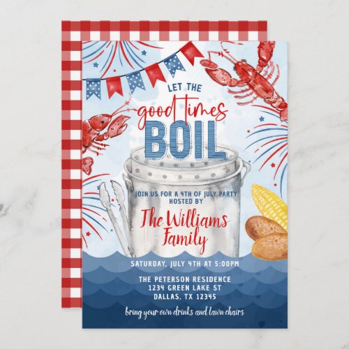 4th of July Crawfish Boil Party Invitation Invite