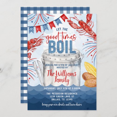 4th of July Crawfish Seafood Boil Party Invitation