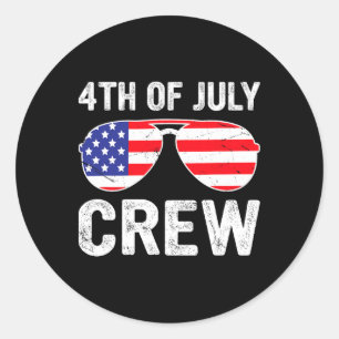 4th Of July Crew Matching Funny Family Outfits Classic Round Sticker