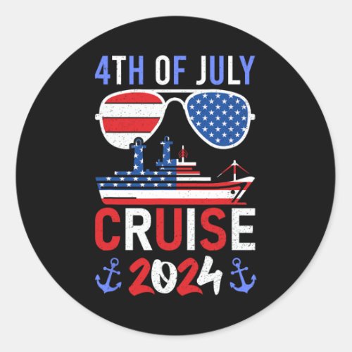 4th Of July Cruise 2024 Family Squad Matching  Classic Round Sticker