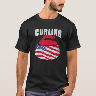 4th Of July Curling Team Sports American Flag Tee