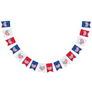 4th of July Custom bunting banner swallowtail