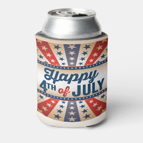 4th of July Custom Name on Bottom Can Cooler