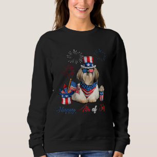 4th of July Cute American Flag  Shih Tzu Dog Firew Sweatshirt