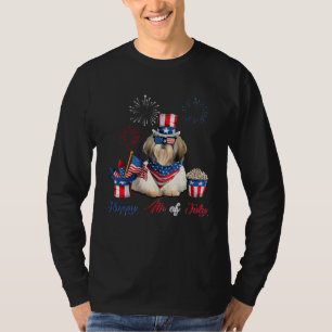 4th of July Cute American Flag  Shih Tzu Dog Firew T-Shirt