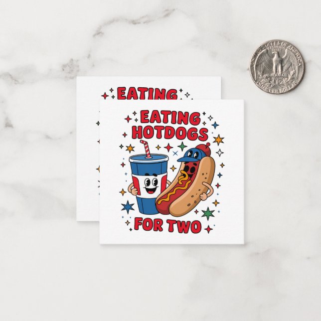 4th Of July Cute Hotdogs Note Card (Front/Back In Situ)