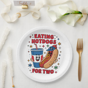 4th Of July Cute Hotdogs Paper Plates