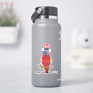 4th Of July Cute parrot Indepen Day Usa Flag Glass Sticker