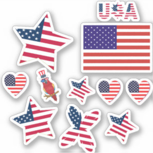 4th Of July Cute parrot Independent Day USA Flag Sticker