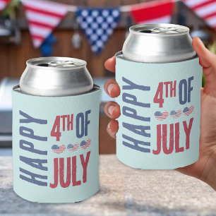 4th Of July Cute Patriotic USA American Flag Can Cooler
